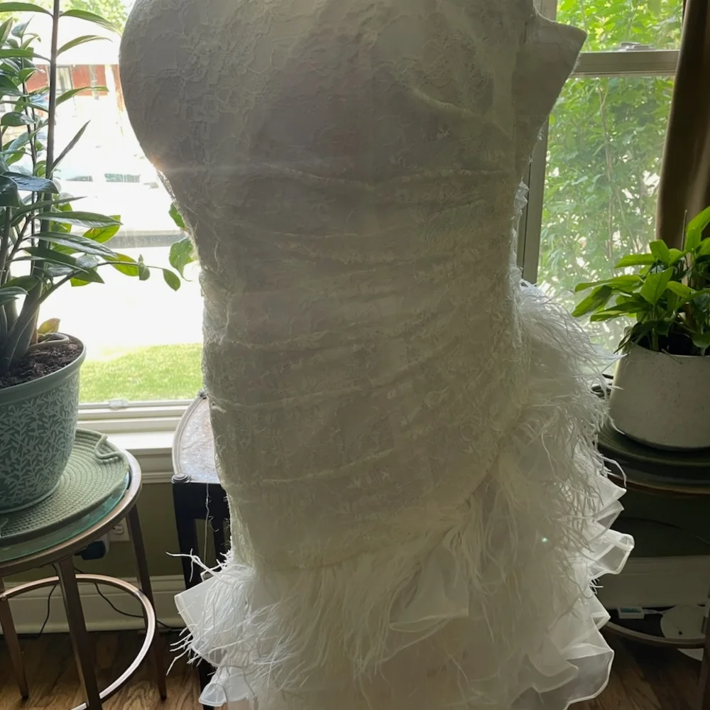 Elegant Strapless White Lace Wedding Dress Plus Size - Picture 2 of 16